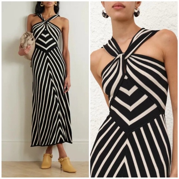 Zimmermann Illuminate Halter Knit Midi Dress - mordernwear.com